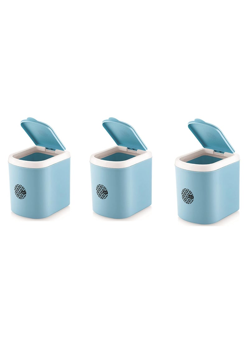 Nabhya Nabhya Combo Of 3Pc Mini Waste Bin Disposal Dustbin for Car Office Desk and Home Use Blue  - Image 1