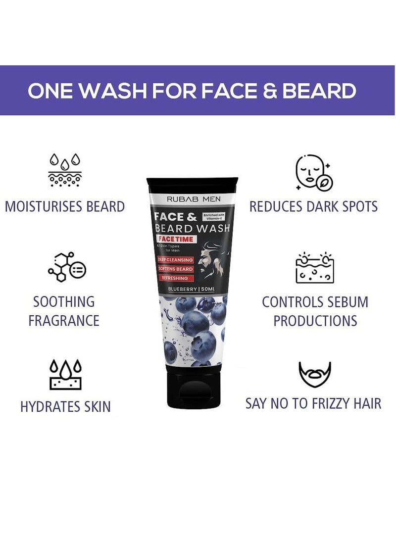 RUBAB MEN 4-in-1 Beard Kit for Men| Advance Beard Oil, Face & Beard Wash, Beard Brush & Wooden Beard Comb for Men| Daily Care of Beard or Amazing Gift Kit for Men - Image 3