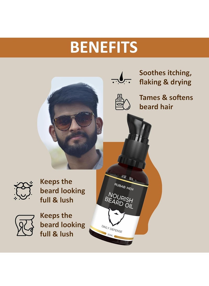 RUBAB MEN 4-in-1 Beard Kit for Men| Advance Beard Oil, Face & Beard Wash, Beard Brush & Wooden Beard Comb for Men| Daily Care of Beard or Amazing Gift Kit for Men - Image 4