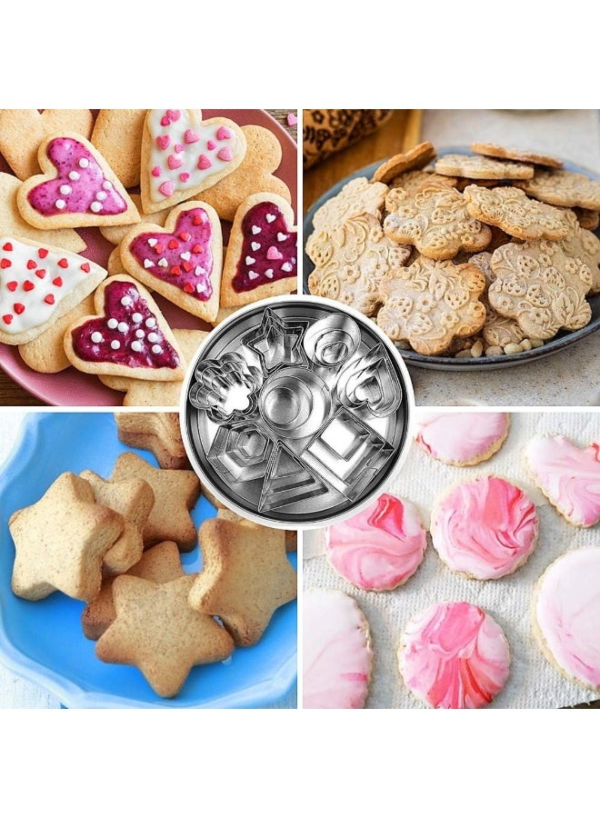Stainless Steel Cookie Cutter Set with Storage Tin, Assorted Geometric & Fun Shapes - Image 5