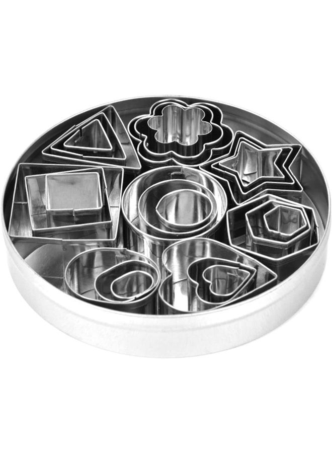 Stainless Steel Cookie Cutter Set with Storage Tin, Assorted Geometric & Fun Shapes - Image 2