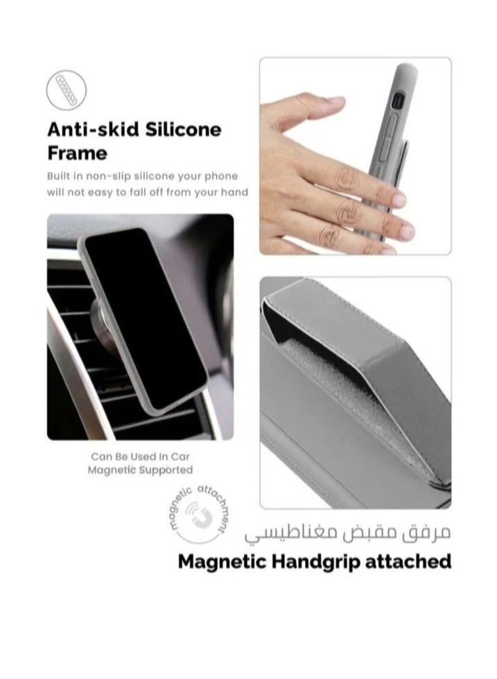 ARMOR Case Cover For Samsung Galaxy A15 With Magnetic Hand Grip 3 in 1 Grey - Image 5
