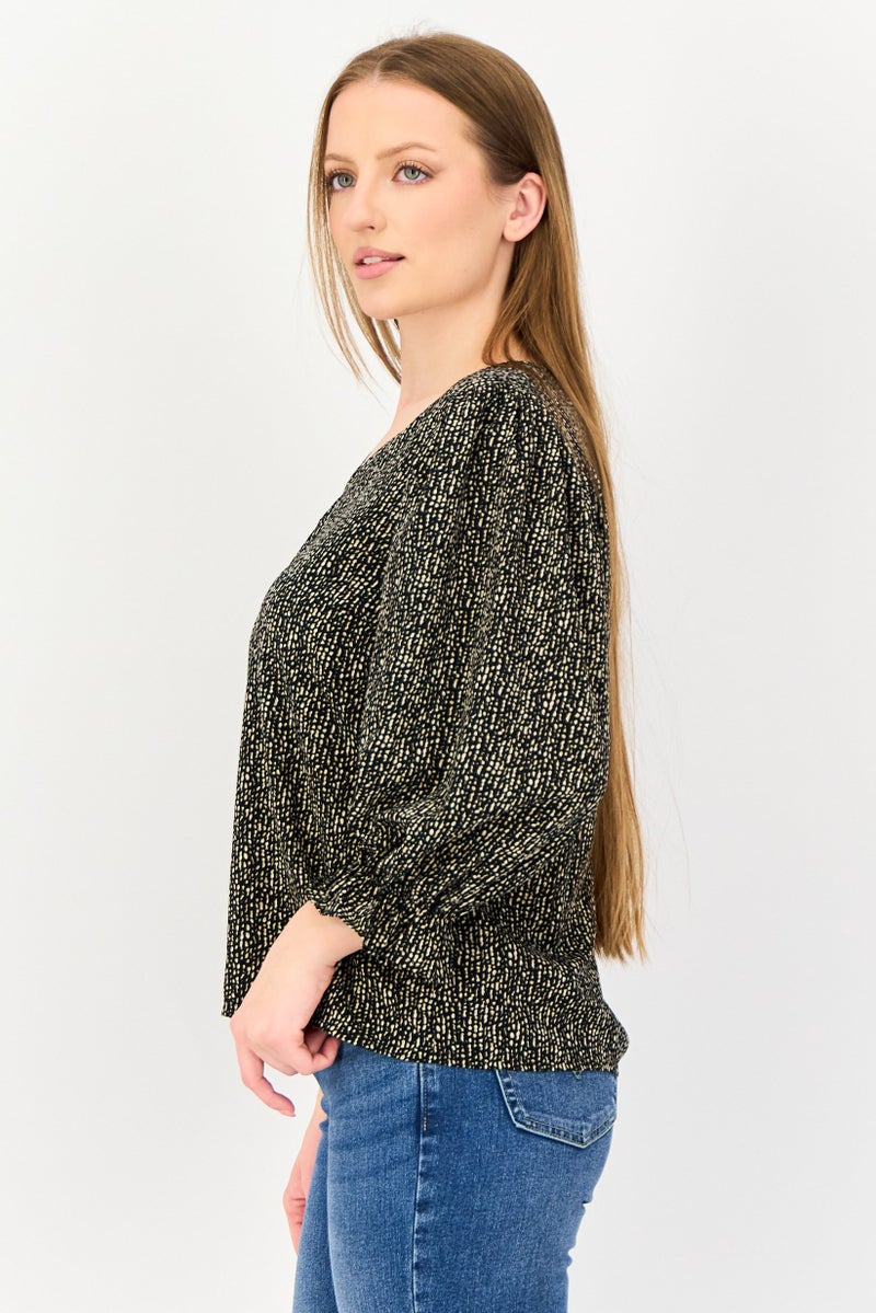 VERO MODA I Scenery By Vero Moda Women V Neck Allover Print Long Sleeve Blouse, Muticolor - Image 2