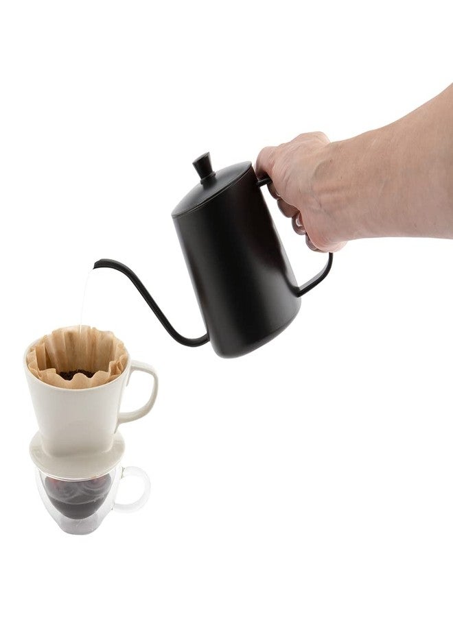Restaurantware Restpresso 12 Ounce Gooseneck Kettle, 1 Dishwashable Pour Over Kettle - With Thermometer Hole, Non-Stick Coating, Black Stainless Steel Stovetop Kettle, Built-In Handle, - Restaurantware - Image 1