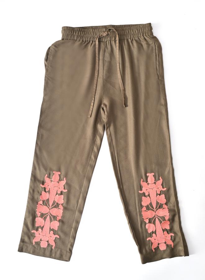 BELLA MODA Girls Green Embroidered Short Sleeves Shirt And Trousers Set - Image 5