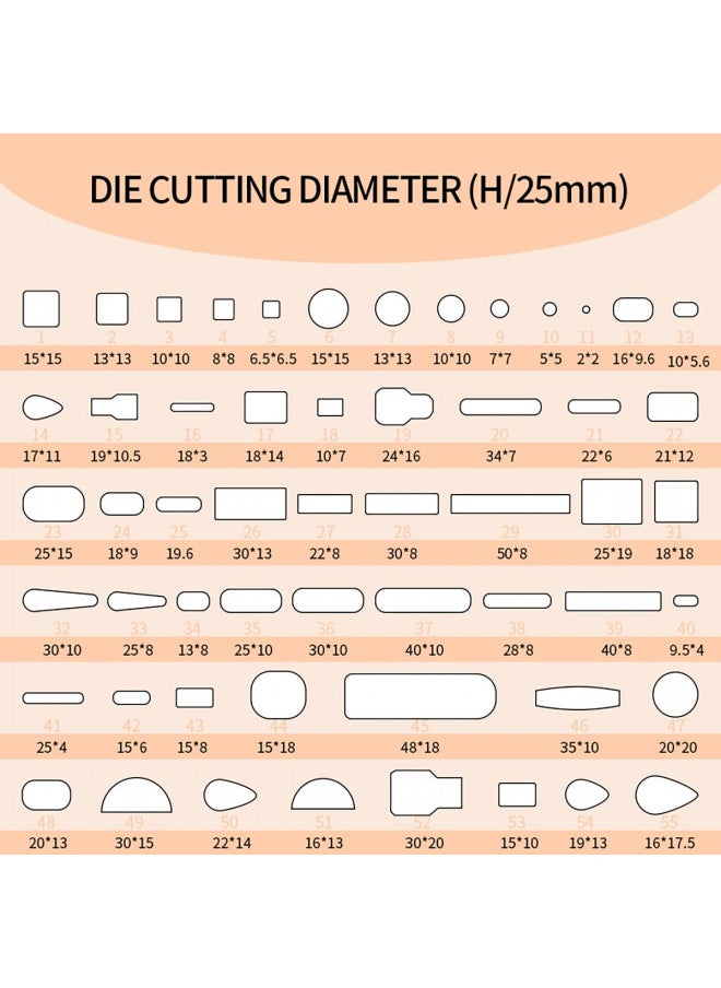 WUTA WUTA 55 Shape Hole Hollow Punch Cutter Tool, Alloy Steel Punching Die Cutting Mold, Manual Leather Punch Tool Hole Puncher Cutter, Leather Craft Tools Kit for Handmade DIY Leather Craft  - Image 1