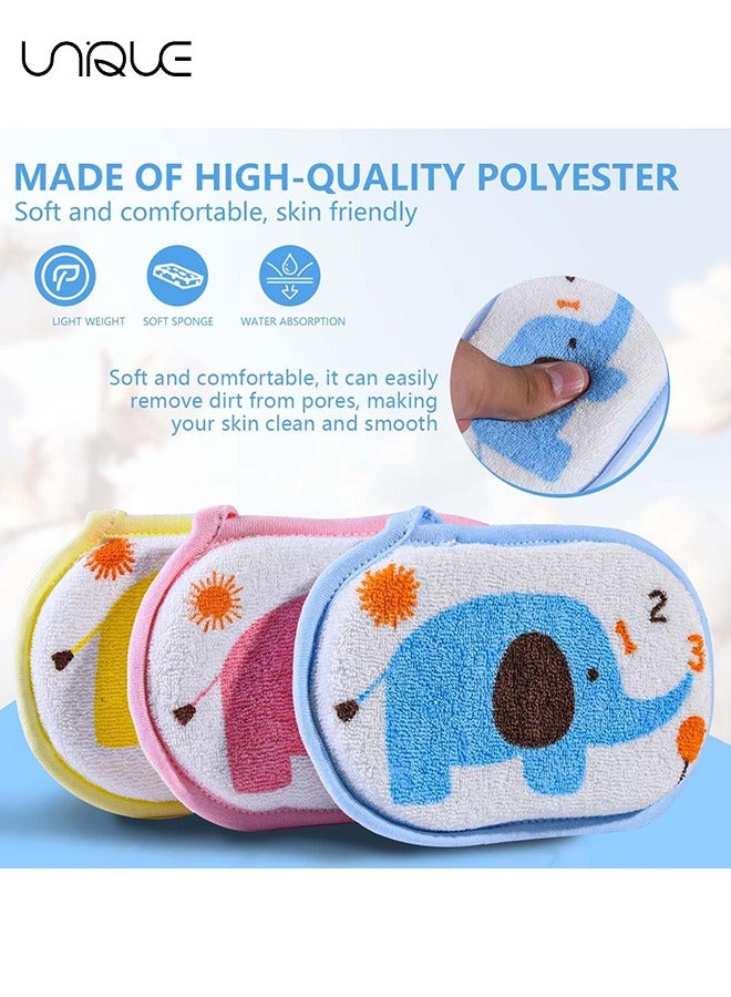 Unique Set of 3 Baby Bath Sponge Soft Foam Scrubber Natural Sponge for Bathing, Shower Scrubber Body Sponge for Kids/Babies/Men/Women - Pink/Yellow/Blue  - Image 4