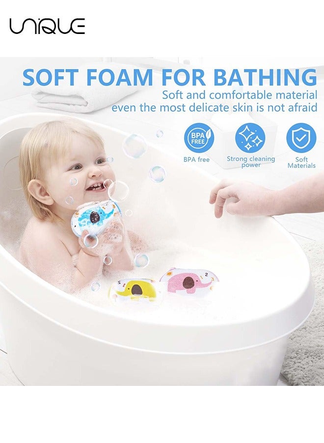 Unique Set of 3 Baby Bath Sponge Soft Foam Scrubber Natural Sponge for Bathing, Shower Scrubber Body Sponge for Kids/Babies/Men/Women - Pink/Yellow/Blue  - Image 5