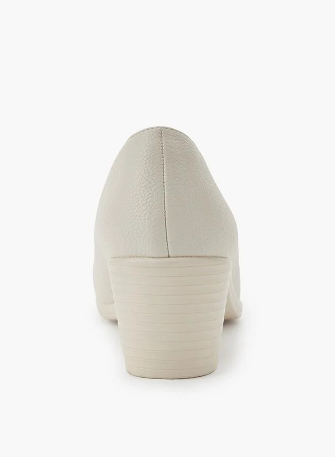 Flora Bella By Shoexpress CREAM Women Slip On Block Heels for Women | Best Price UAE