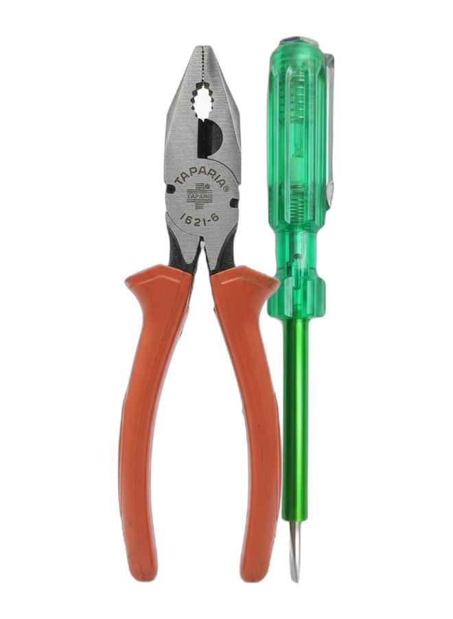 Taparia Combination Plier – Heavy Duty Hand Tool with Insulated Grip & Taparia Voltage Tester Screwdriver with Neon Indicator – Electric Line Tester Bundle - Image 1