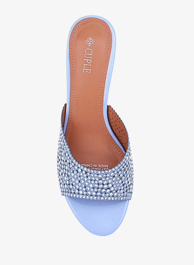 Cuple Light Blue Elegant heel slippers designed for a chic look. for Women | Best Price UAE