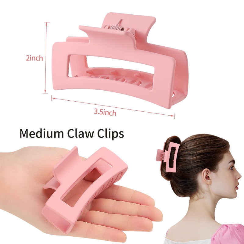 Sisiaipu 3.5 Inch Square Hair Clips for Women 6 Pack Hair Claw Clips Medium Claw Clips for Thick Thin Hair Rectangle Banana Jaw Hair Accessories for Women Girls -Basic - Image 3