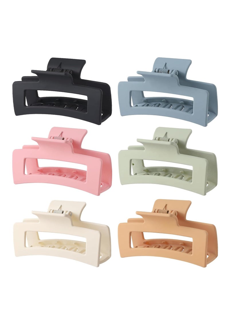 Sisiaipu Sisiaipu 3.5 Inch Medium Banana Jaw Hair Clips - 6 Pack Square and Rectangle Clips for Women's Hair - Basic Accessories  - Image 1