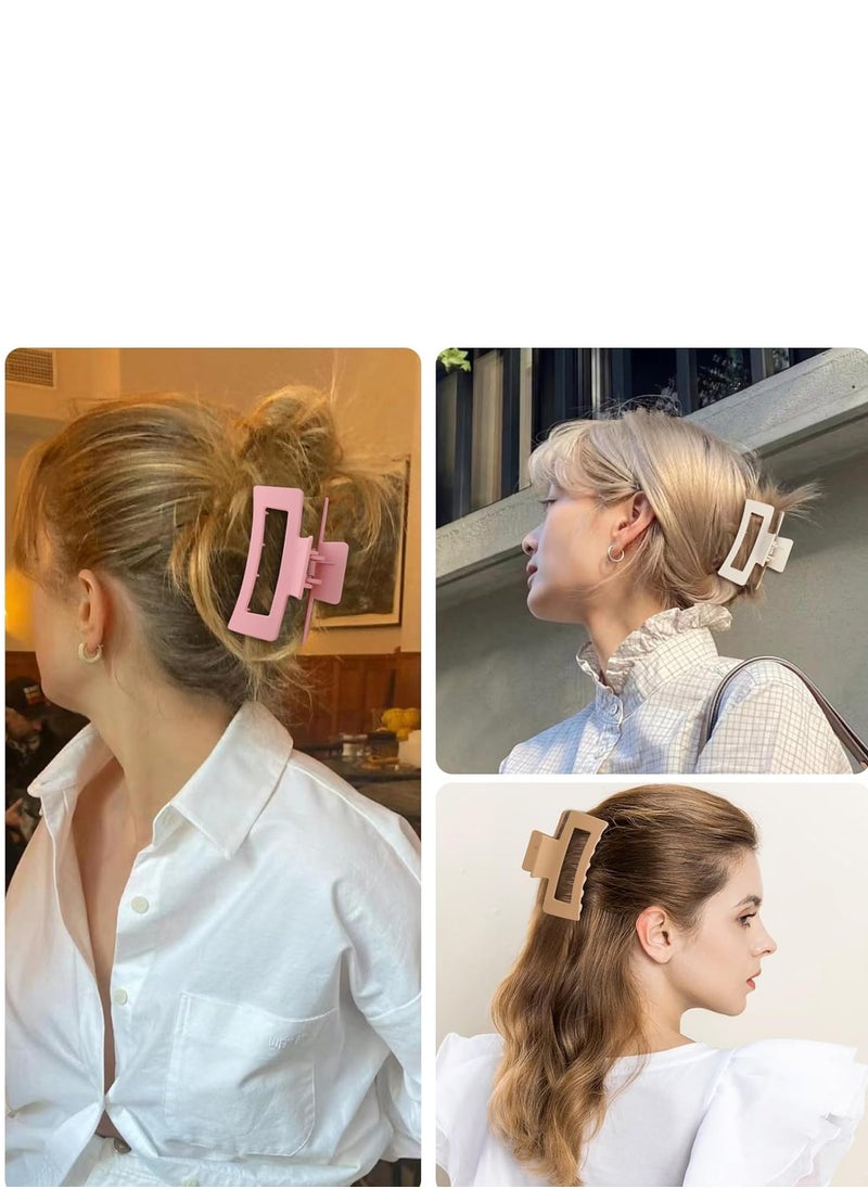 Sisiaipu Sisiaipu 3.5 Inch Medium Banana Jaw Hair Clips - 6 Pack Square and Rectangle Clips for Women's Hair - Basic Accessories  - Image 5