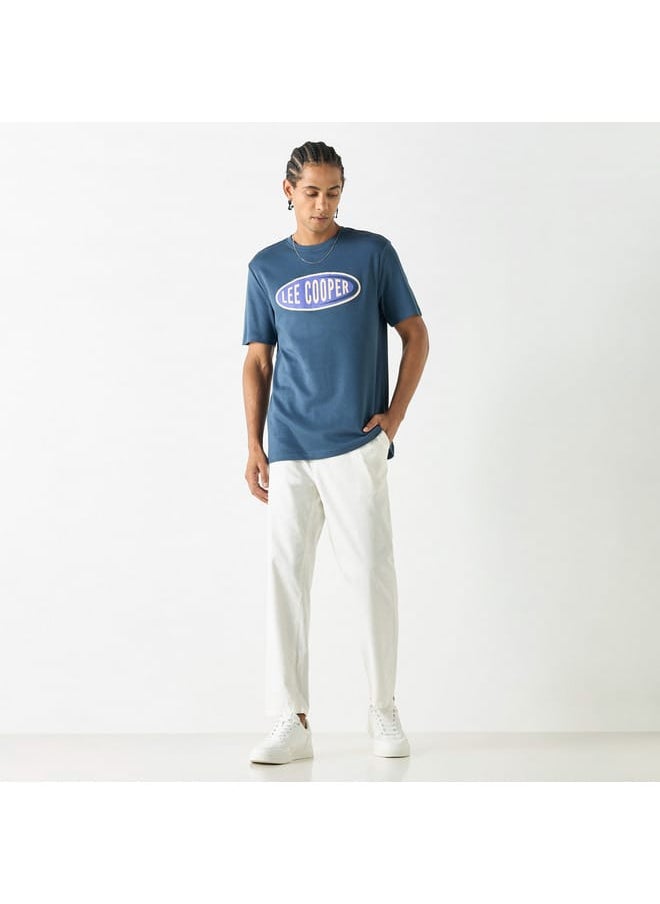 Lee Cooper - Lee Cooper Logo Print Crew Neck T-shirt with Short Sleeves - Image 1