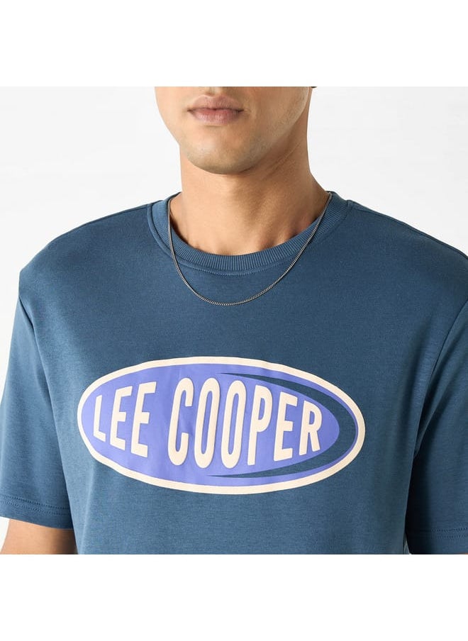 Lee Cooper - Lee Cooper Logo Print Crew Neck T-shirt with Short Sleeves - Image 1