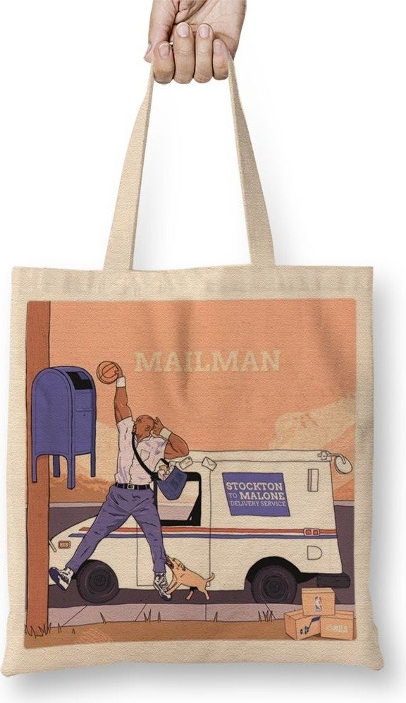 Baskı Dükkanı Print Shop Karl Malone Nba Mailman Malone Tote Bag Long Handle