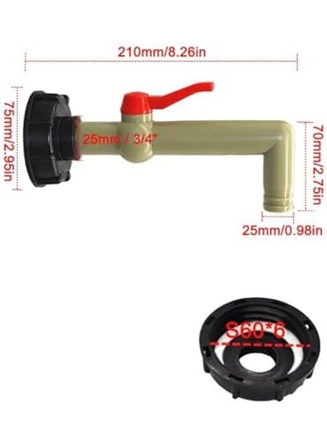محول صهريج IBC بزاوية 90 درجة مقاس 3/4 بوصة مع صنبور وصمام موصلات سريعة لخرطوم الحديقة - Image 3