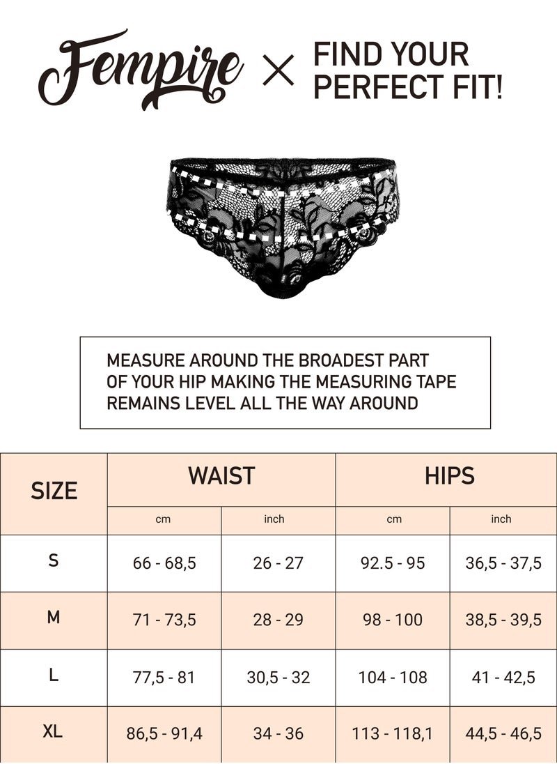 Fempire Womens Breathable Stretch Lace Bikini Panties  Pack of 5 (3 Black and 2 Coffee)  - Image 3