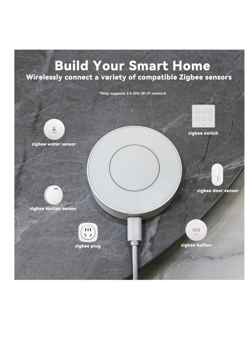 Smart Home Hub 3.0 for Zigbee Devices Compatible with Smart Life and Tuya App Multi-Device Control and Management Wired Gateway in White