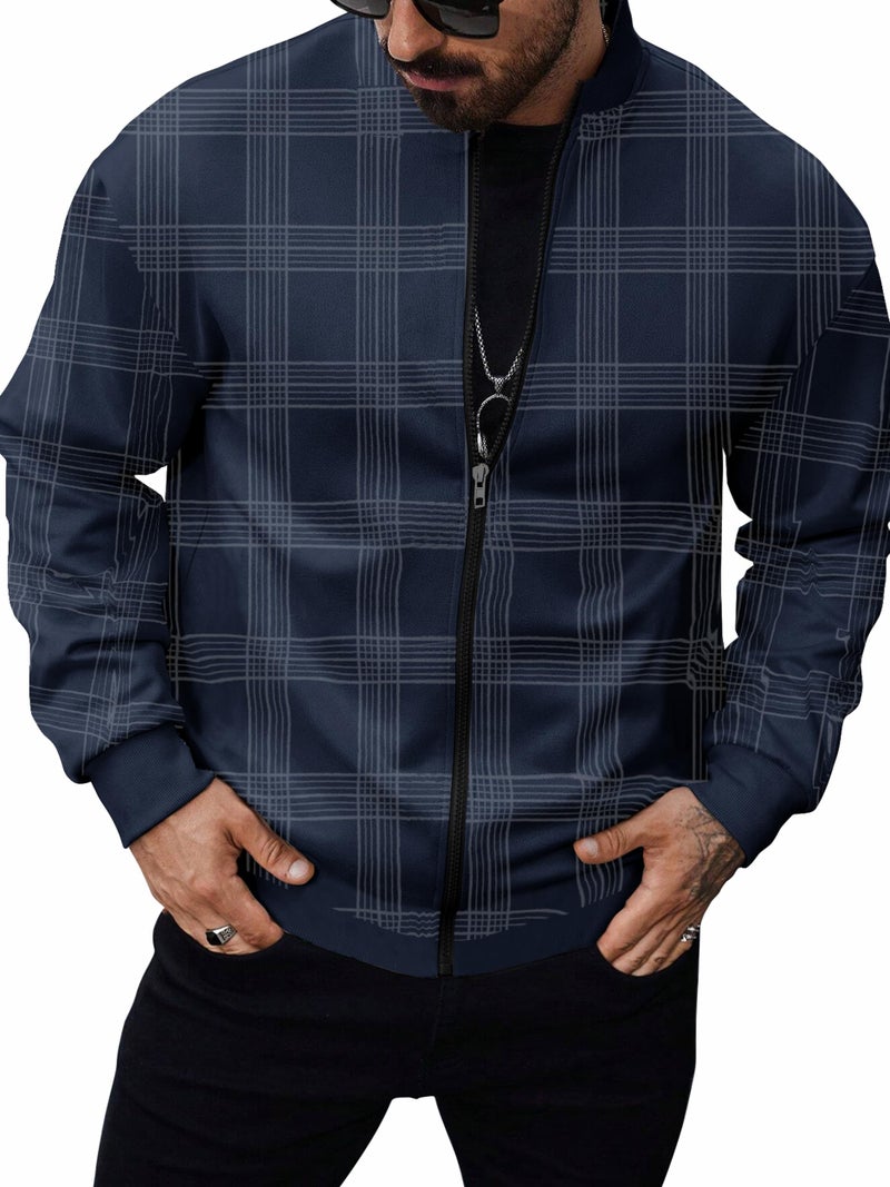 Noble Monk Checkered Full Sleeves Mock Collar Regular Fit Mens Casual Jacket | Casual Winter Jackets for Men | Mens Jackets for Winter Wear - Image 5
