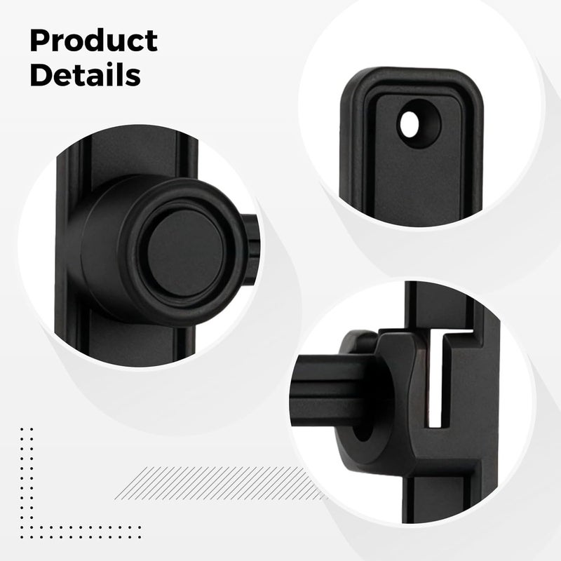 Barn Door Lock Kit - Black Flip Gate Latch, Adjustable 90 Or 180 Degrees, Drill-Free Mounting for Sliding Doors and Gates - Image 2