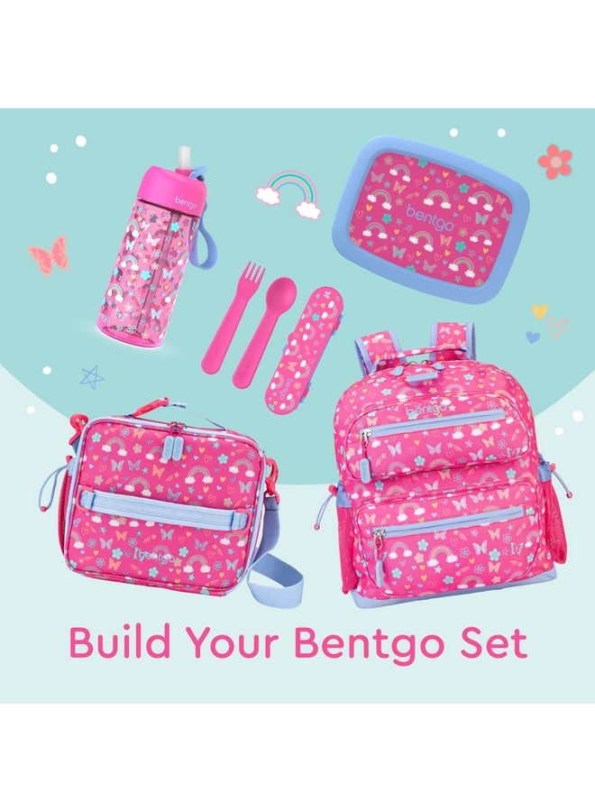 بنتجو حقيبة غداء Bentgo للأطفال - حقيبة غداء متينة مزدوجة العزل للأطفال من سن 3 سنوات فما فوق؛ تتسع لعلبة الغداء وزجاجة الماء والوجبات الخفيفة؛ قماش مقاوم للماء سهل التنظيف وجيوب متعددة بسحاب (قوس قزح وفراشات) - Image 5