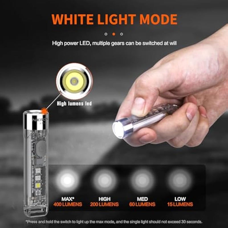 K11 EDC Flashlight，400 Lumen with Sidelight Handheld Flashlights USB C Rechargeable Pocket Light Mini Keychain Flashlight,for Daily Using,Backpacking,Camping and Hiking - Image 3