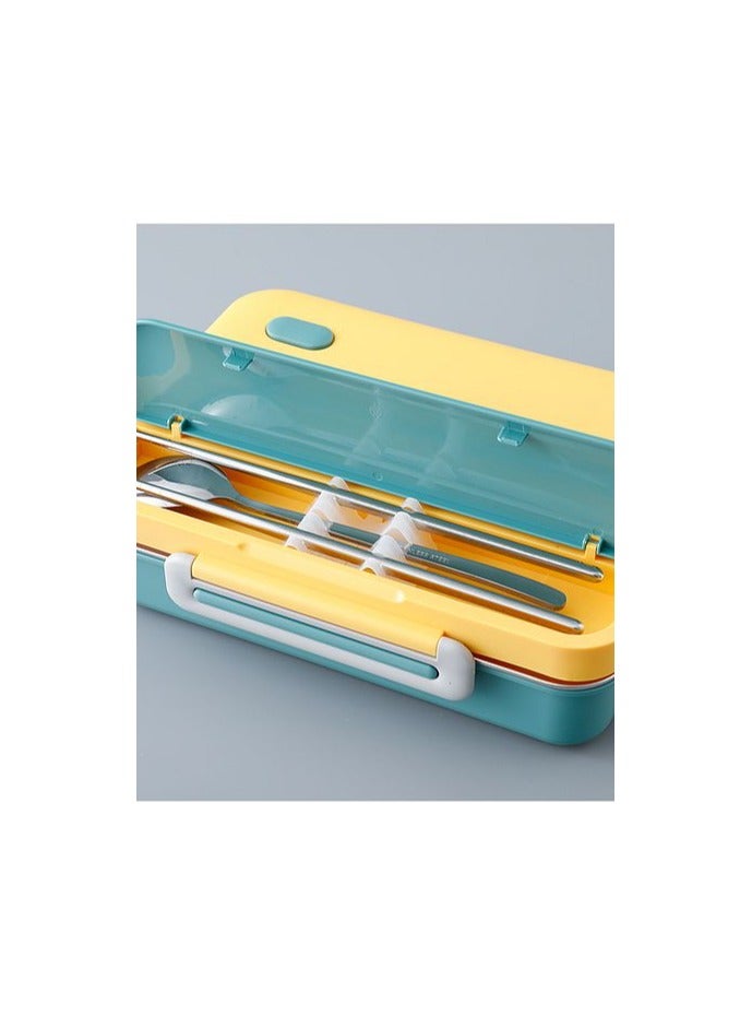 Beetles Beetle Japanese stainless steel lunch box 930ml 4 Compartment Lunch Box with spoon & chopsticks- Yellow and green  - Image 2