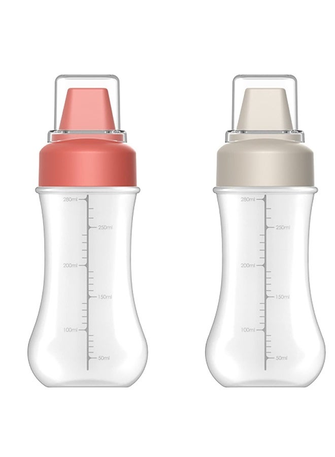 Squeeze Bottles, 8 OZ Plastic Condiment Squeeze Squirt Bottles and Caps with Discrete Measurements, for Ketchup, Oil, Honey, BBQ, Sauces, Syrup, Condiments, Dressings, BPA Free (2 Pack )
