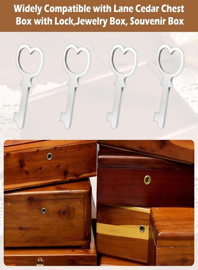 Ulreon 4 PCS Cedar Box Key Antique Heart-shaped Replacement Key for Lane Mini Keepsake Boxes, Jewelry Box & Souvenir Box Lock, Metal Steel Keys, Vintage Style - Image 5