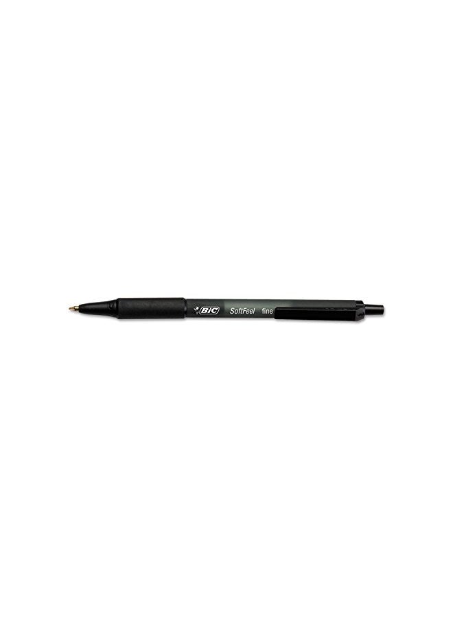BIC Soft Feel Ballpoint Pens, Fine Point, 0.8 mm, Black Barrel, Black Ink, Box Of 12 Stick Pens (SCSF11-BLK) - Image 1
