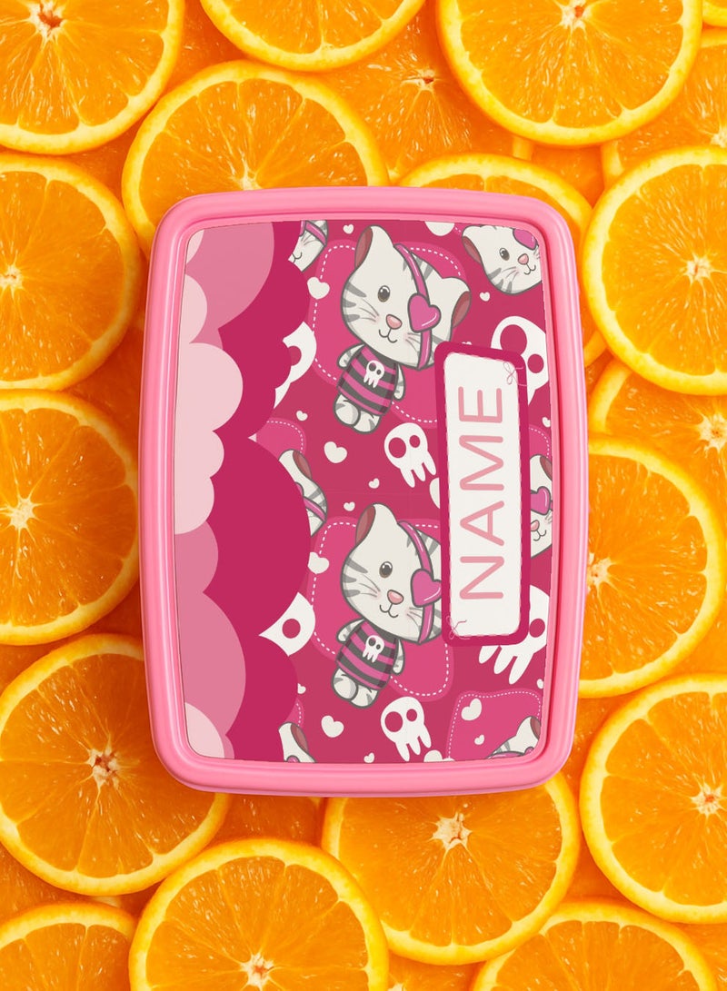 لوحة علبة طعام لانش بوكس باسم قابل للتخصيص مع تصميم قطط ملونة - Image 5