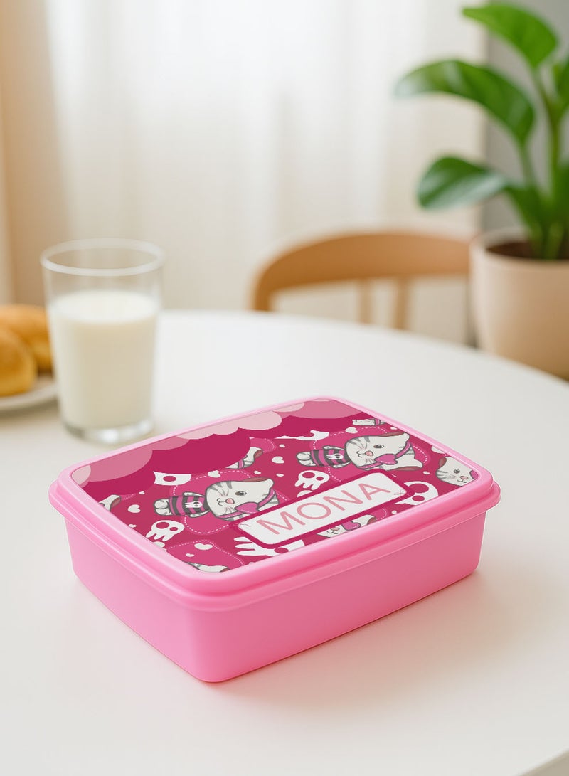 لوحة علبة طعام لانش بوكس باسم قابل للتخصيص مع تصميم قطط ملونة - Image 4