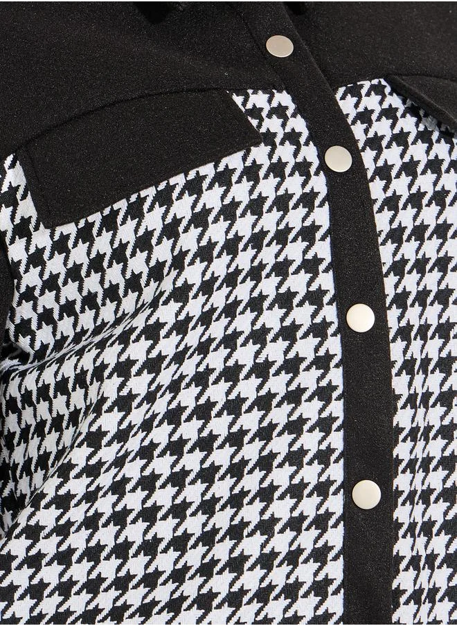 Styli Houndstooth Print Oversized Shirt