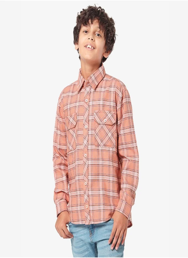 ليلك Boys Checkered Shirt