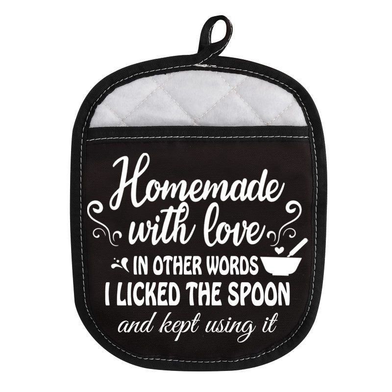 WCGXKO Novelty Pot Holder for Cooking Baking Homemade with Lover in Other Words I Licked The Spoon and Kept Using It (Kept Using it) - Image 1