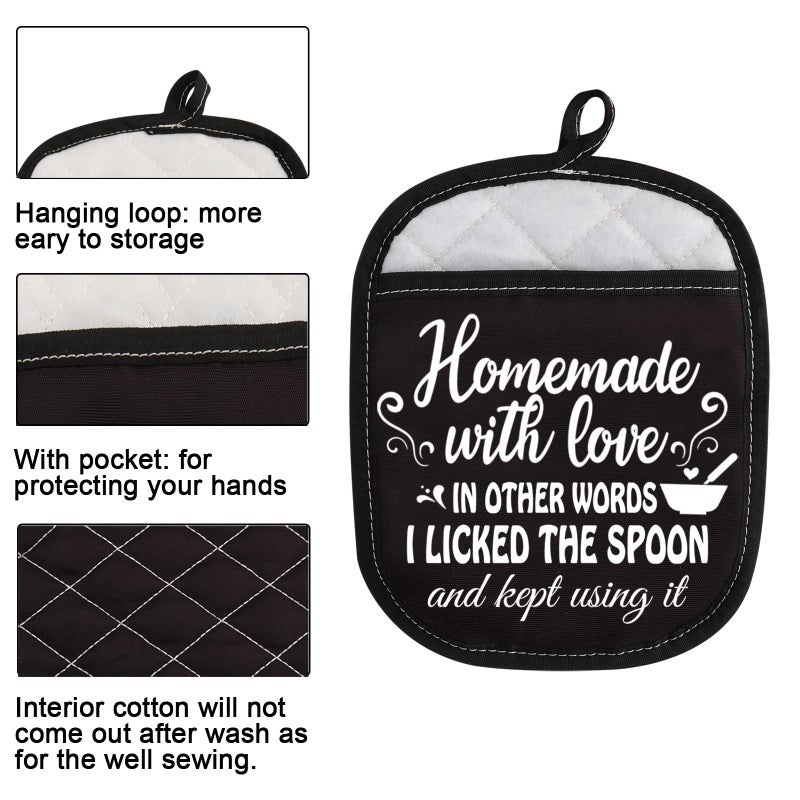 WCGXKO Novelty Pot Holder for Cooking Baking Homemade with Lover in Other Words I Licked The Spoon and Kept Using It (Kept Using it) - Image 3
