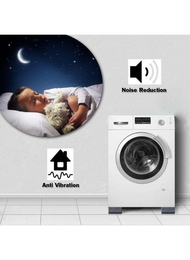 سكينة 4 قطع من وسادات الغسالة المضادة للاهتزاز، وسادات مانعة للانزلاق وممتصة للصدمات ومانعة للضوضاء، ومثبت أقدام الغسالة والمجفف، وسادات حماية أرضية الأثاث (رمادي) - Image 4