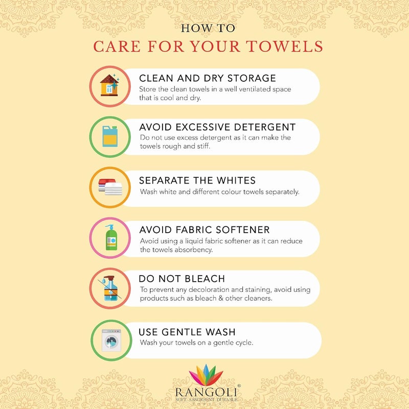 Rangoli 100% Cotton Kids Bath Towel Set of 2 - Super Soft & Highly Absorbent, Light Grey & Light Beige - Image 5