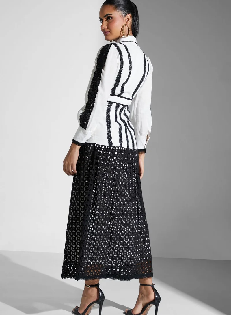 Threadz by Ajooni Lace Detail Midi Dress