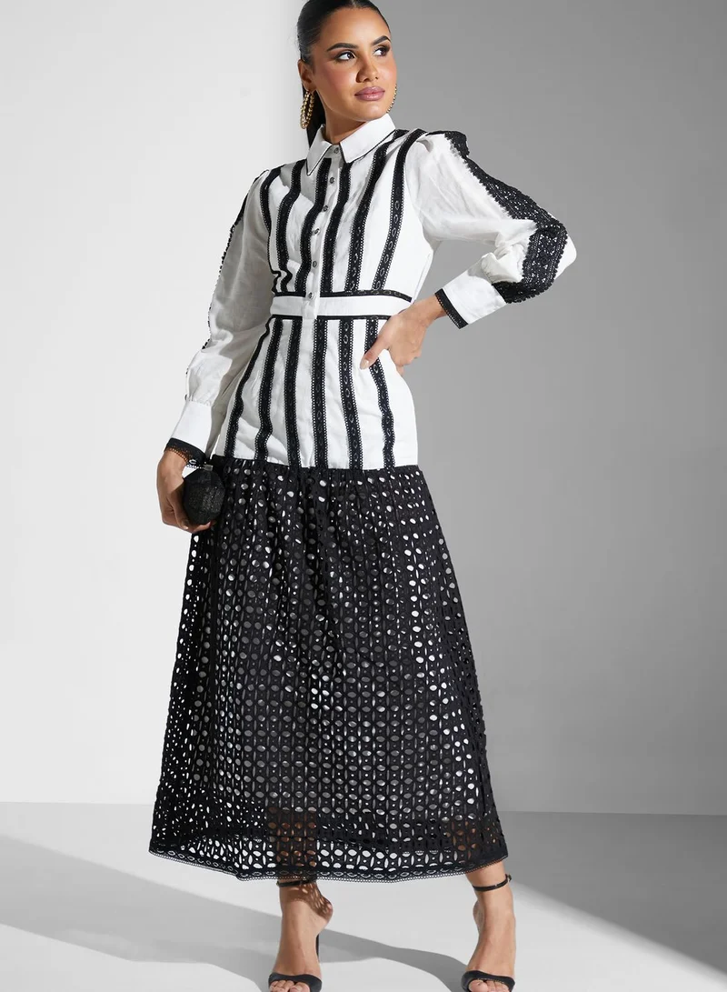 Threadz by Ajooni Lace Detail Midi Dress