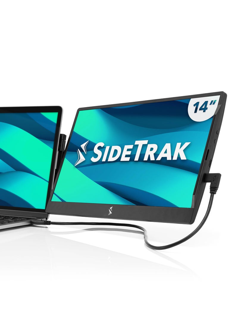 SideTrak SideTrak Swivel 14" Attachable Portable Monitor Extender, FHD TFT Laptop Dual Screen with Kickstand + Unique Swivel Hinge, Compatible with Mac, PC, Chrome, Powered by USB/Mini HDMI Port (Black)  - Image 1