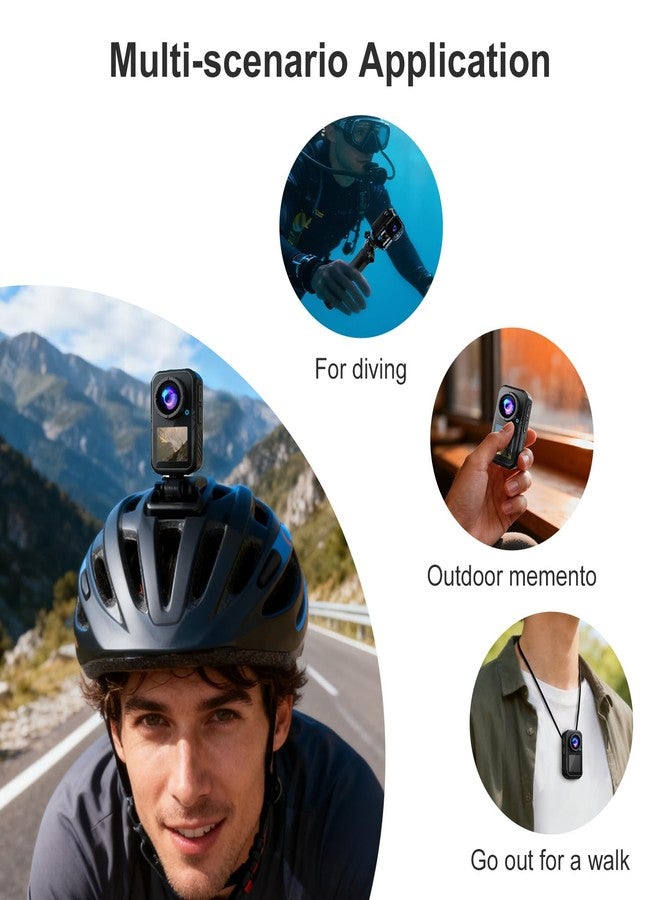 NUISK 4K Mini Action Camera, EIS Stabilization, 130° Wide Angle, Dual Touchscreen, Pre-Record, Waterproof for Vlogging, Outdoor Adventures(Black,64GB) - Image 3