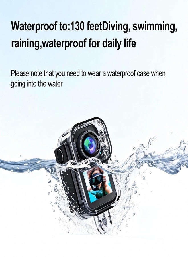 NUISK 4K Mini Action Camera, EIS Stabilization, 130° Wide Angle, Dual Touchscreen, Pre-Record, Waterproof for Vlogging, Outdoor Adventures(Black,64GB) - Image 4