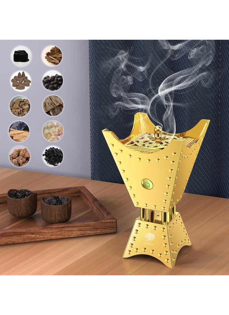 Oud Bakhoan - Bakhoor Arabic Electric Metal Incense Oud Burner with Full Quran Muslim Speaker Remote and App Control - Image 1