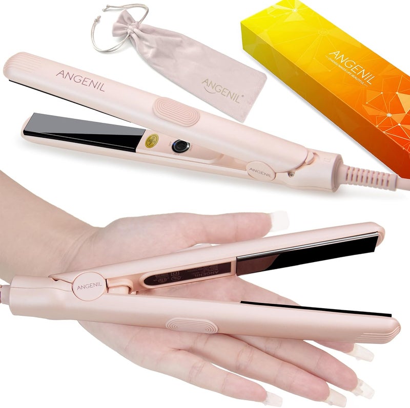 ANGENIL Ultra Mini Hair Straightener Flat Iron for Short Hair, 0.7 Inch Ceramic Dual Voltage Hair Straightener, Small Flat Iron Edges with Silicone Heat Resistant, Fast Heating (280℉- 320℉ -380℉) - Image 1
