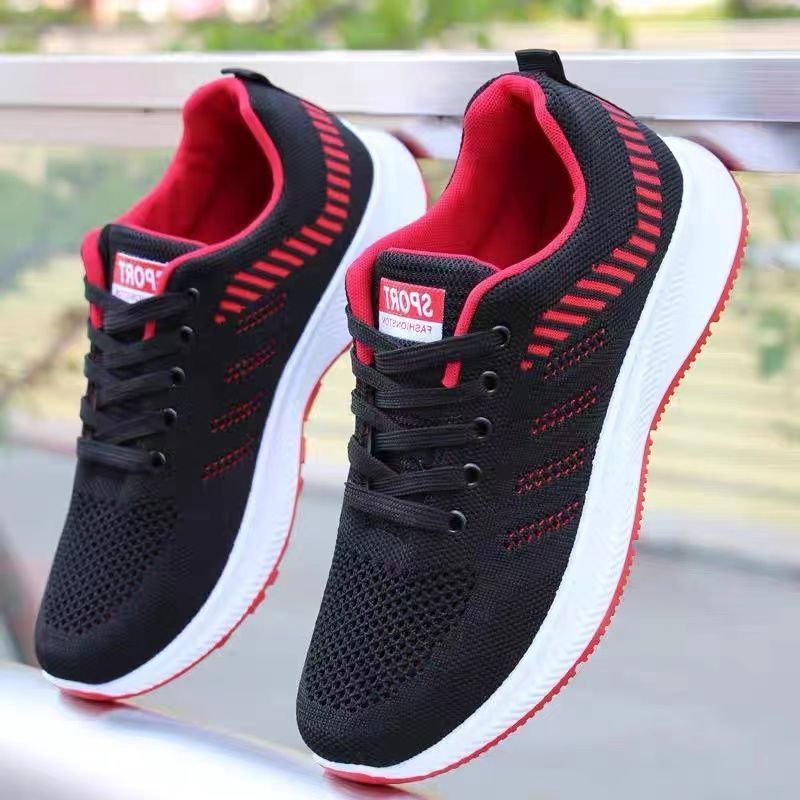 Mens Shoes 2024 sneaker Summer Breathable Mesh Cloth Shoes All-match Mens Casual Shoes Running Shoes Cross-border Flying Weaving Trendy Shoes Black - Image 4
