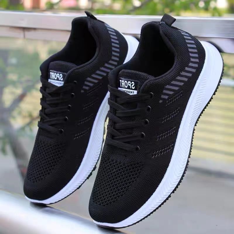 Mens Shoes 2024 sneaker Summer Breathable Mesh Cloth Shoes All-match Mens Casual Shoes Running Shoes Cross-border Flying Weaving Trendy Shoes Black - Image 5
