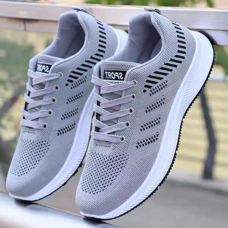 Mens Shoes 2024 sneaker Summer Breathable Mesh Cloth Shoes All-match Mens Casual Shoes Running Shoes Cross-border Flying Weaving Trendy Shoes Black - Image 2